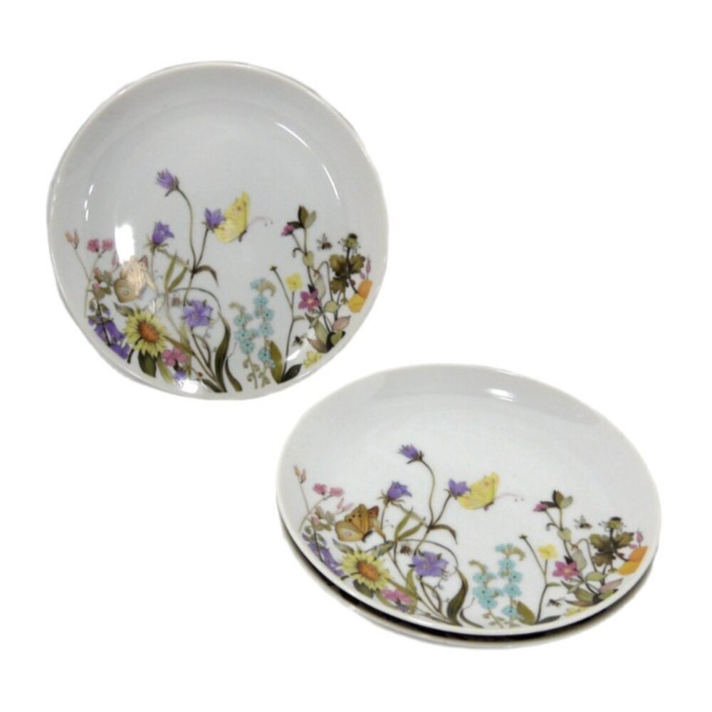 ENESCO Nature Garden Society 8.5" Salad Plates Fine China set of 4 Japan, NEW